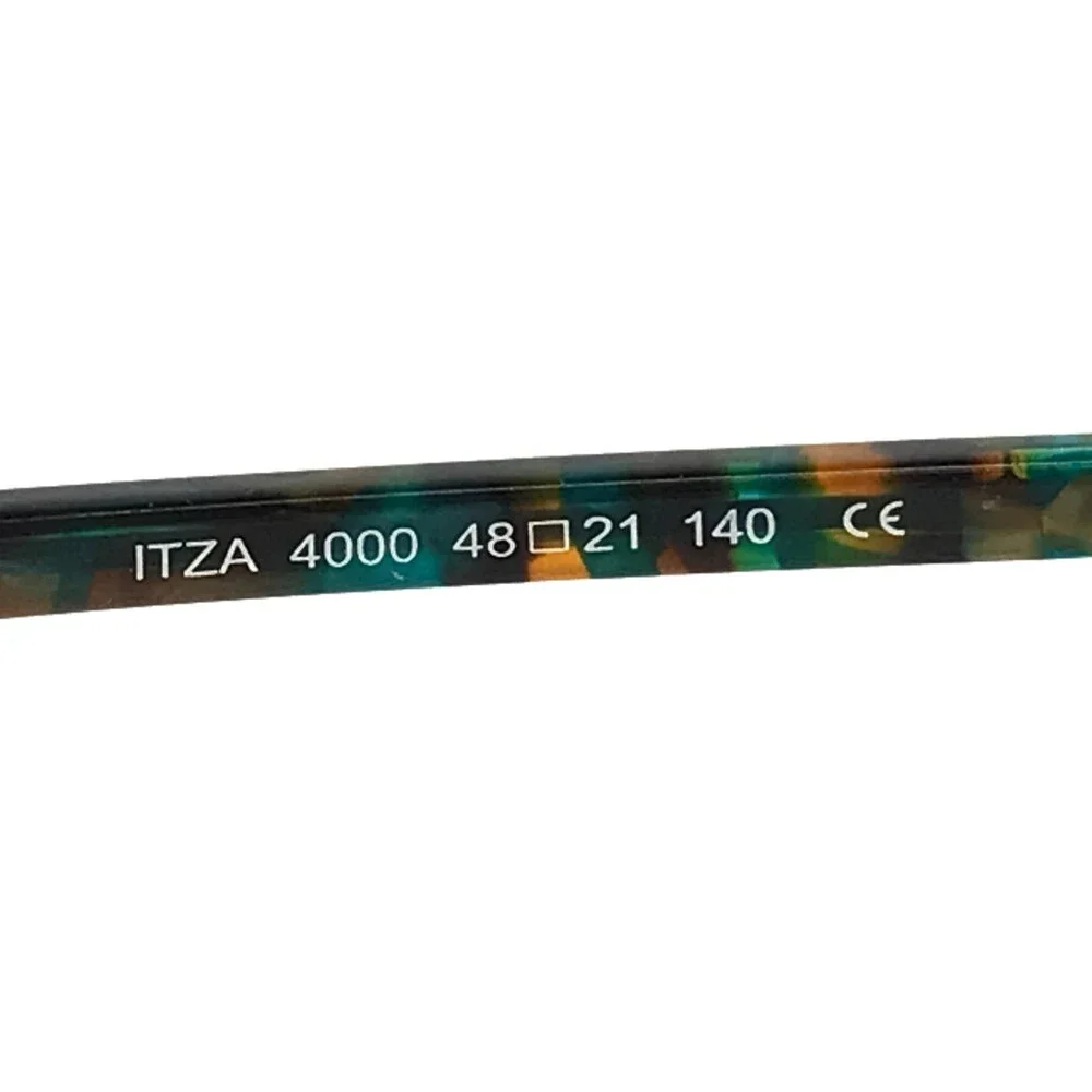 Boz Eyeglasses Frames ITZA 4000 Black Clear Green Round Full Rim 48-21-140